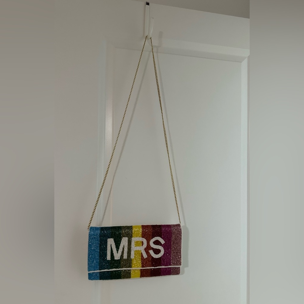 Multicolor Beaded 'MRS' Clutch